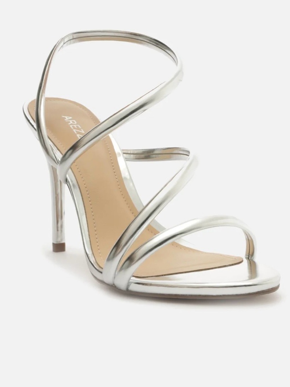 Arezzo Mikayla Metallic Silver Strappy Stiletto Sandals